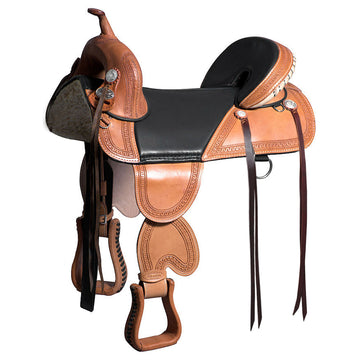 Hilason Western Horse Treeless Trail Saddle Genuine American Leather Tan